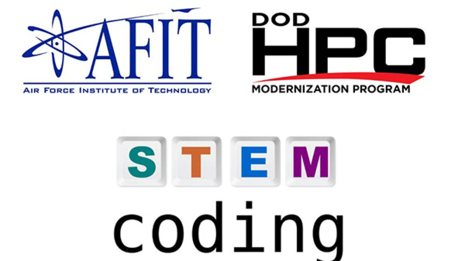 STEM Coding, AFIT, and DODHPC Logos
