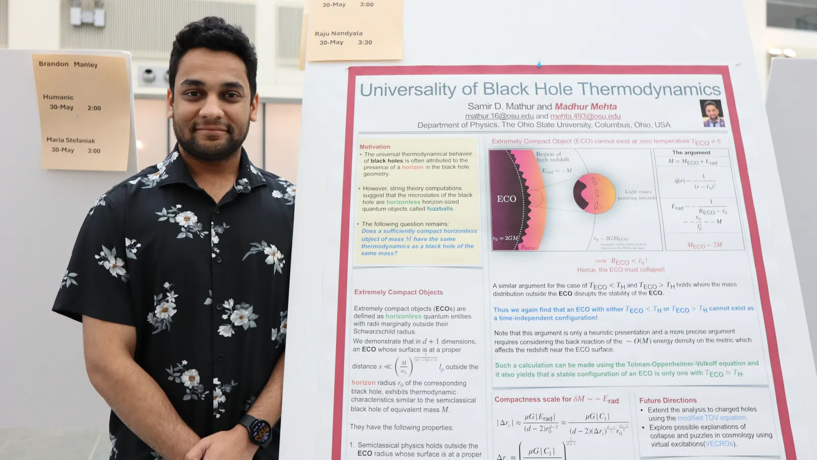 Grad student Madhur Mehta with his research poster