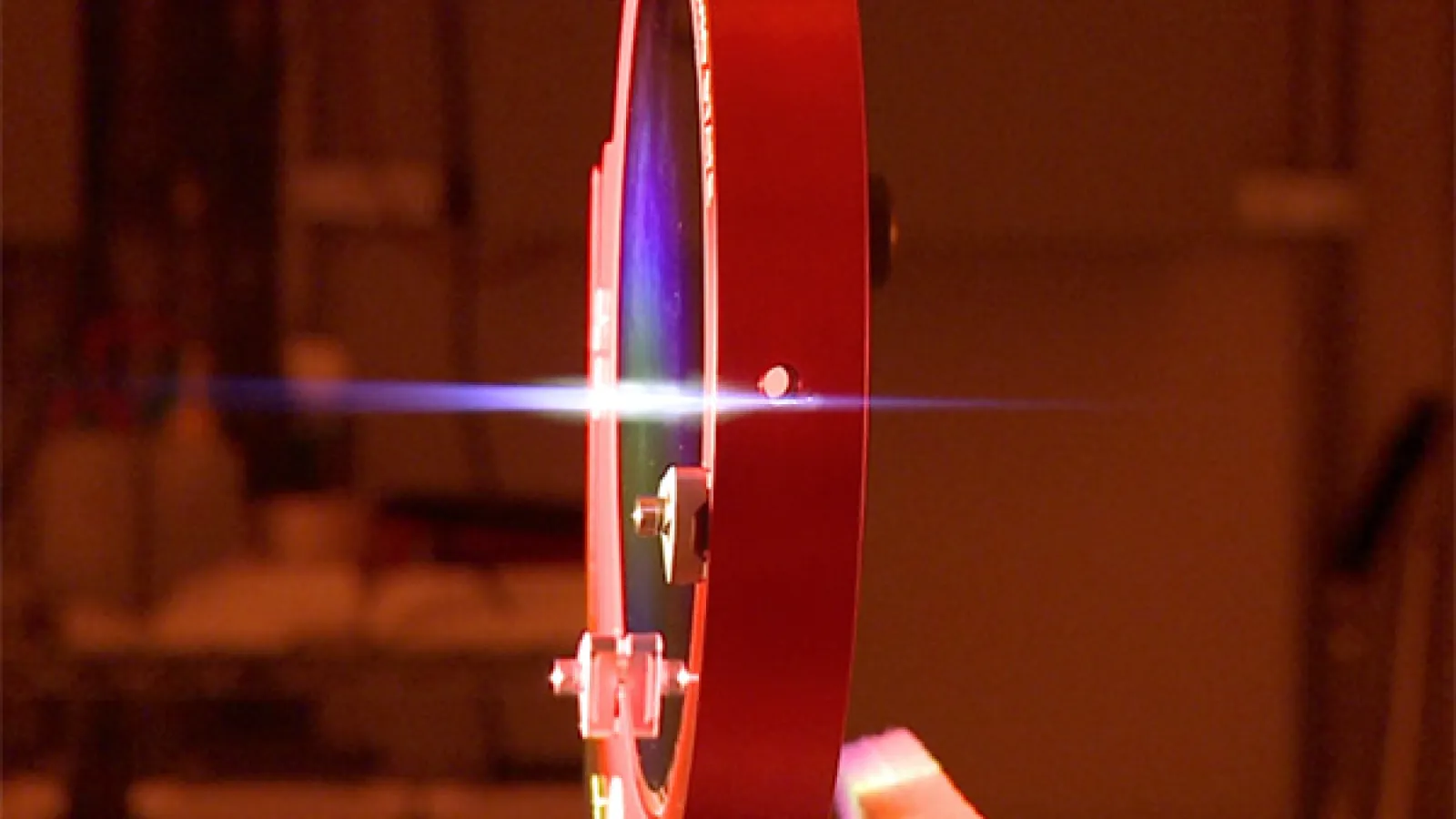 lazer shining blue in the middle