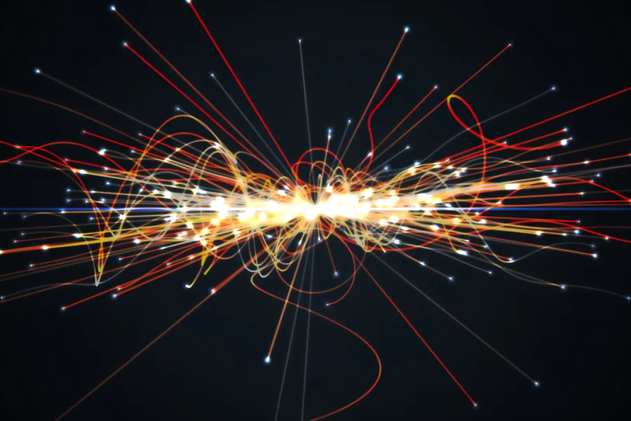 Particles collision in Hadron Collider.