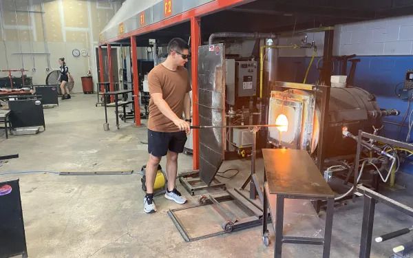 Student working during REU