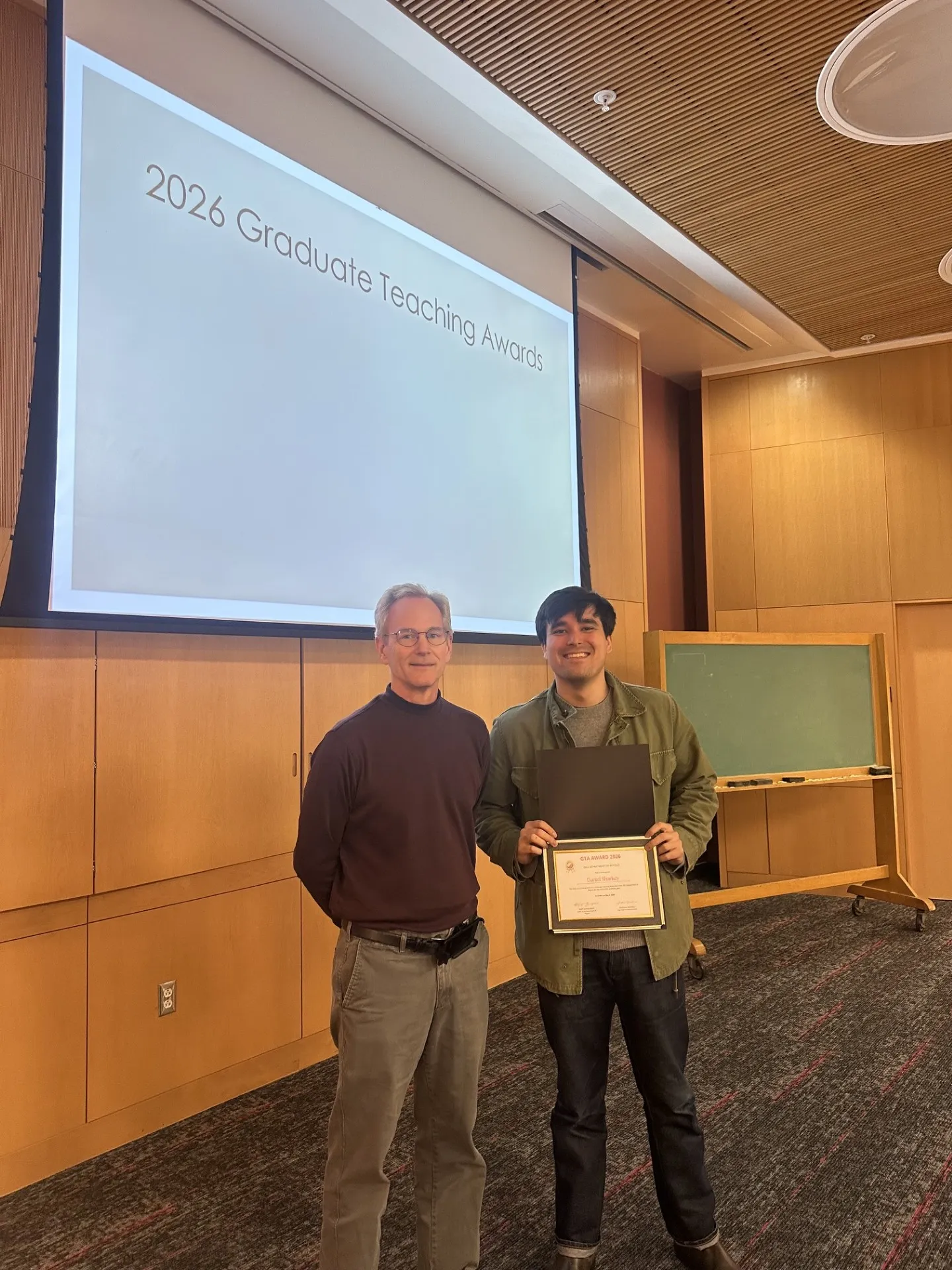 Daniel receiving his award