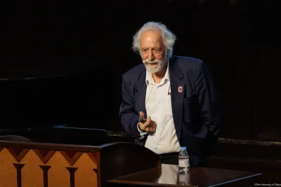 Close up of Pierre giving lecture